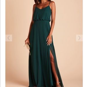 Burst Grey Gwennie Emerald Green bridesmaid dress.